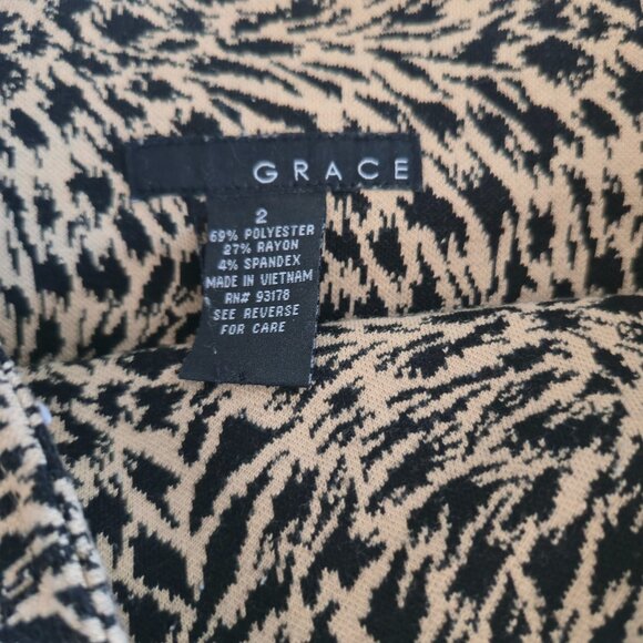 GRACE Animal Print Knit Pencil Skirt, Size 2 - Picture 4 of 4